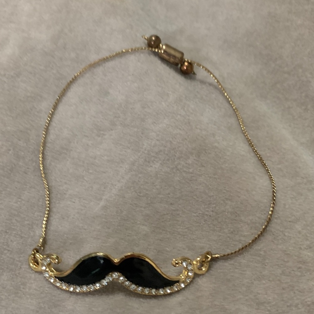 Chic Black and Gold Mustache Bracelet